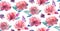 Watercolor flowers pattern. Coral and pink