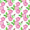 Watercolor flowers and rosehips branches seamless pattern. Hand drawn pattern. Isolated background Cloth design. White