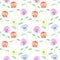 Watercolor flowers viola seamless pattern bright background