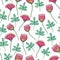 Watercolor folk flowers seamless pattern, drawn flowers, natural background, botany elements