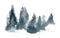 Watercolor forest landscape background. Misty Gray fir forest. Wild nature, frozen, misty, taiga. Abstract composition