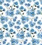 Watercolor forget me nots pattern. Blue flowers background