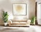 Watercolor of frame model in stylish living room with