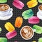 Watercolor french breakfast seamless pattern