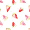 Watercolor fresh watermelon slices seamless pattern. Image for fabric, textile, fashion, packaging , wallpaper print. Fresh modern