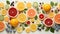 watercolor fruits arranged in a repeating pattern on a light background