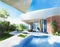 Watercolor of A futuristic house design AI