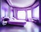 Watercolor of Futuristic Luxuriously Decorated Bedroom with Soft Purple Multiple