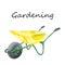 Watercolor gardening, plant growing, garden work - wheelbarrow