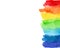 Watercolor gay pride flag on the right. Raster illustration with copy space. Design template for banner, brochure