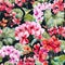 Watercolor geranium pattern