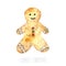 Watercolor gingerbread man.