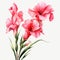 Watercolor Gladiolus Bouquet: Traditional Chinese Painting Style