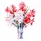 Watercolor Gladiolus Bouquet On White Background