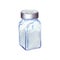 Watercolor Glass transparent Salt Shaker with salt inside with a metal lid.