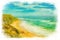 Watercolor of Glenair beach in Australia