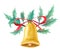 Watercolor Gold Christmas Bell with holly