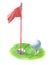 Watercolor golf flag hole  illustration isolated