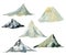 Watercolor and gouache mountains set. Hand painted abstract illustrations isolated on white background. Minimalistic