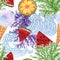 Watercolor gouache Seaweeds, Coral, Aquarium plants, underwater animal, fruit, summer beach hand pianting nature wildlife for