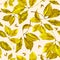 Watercolor grapes yellow leaves seamless pattern