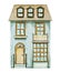 Watercolor gray cartoon cute two-story cottage