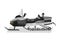 Watercolor gray snowmobile. Isolated extreme vehicle. Cartoon print for kids room. Side view of sport transportation