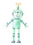 Watercolor green robot on white background. Cute watercolour cartoon character for baby.