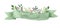 Watercolor green rolled ribbons with flowers. green abstract ribbons banners green leaves