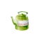 Watercolor green teapot. Illustration isolated on white. Hand drawn metal kettle