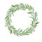 Watercolor greenery wreath. Gentle design green leaves templates for wedding design, invitation, postcards