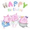 Watercolor greeting card with three funny piglets