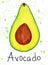 Watercolor half avocado with seed logo