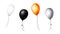 Watercolor Halloween balloons on a string illustration. Hand painting orange, black, white balloon sketch isolated on