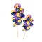 Watercolor halloween candies. Scary lolly pops for halloween decoration, violet, orange and black stripes candies