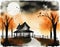 Watercolor of  of halloween haunted house