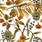 Watercolor Halloween pattern jack o latern