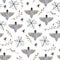 Watercolor Halloween seamless pattern. Hand painted symbols on white background