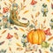 Watercolor Halloween seamless pattern on white background