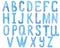 Watercolor hand drawn alphabet, blue and pink sketch font