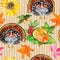 Watercolor hand drawn artistic colorful Harvest Thanksgiving fall  turkey bird vintage seamless border