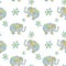 Watercolor hand drawn artistic retro Indian ornated baby elephant vintage seamless pattern