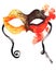 Watercolor hand-drawn carnival mask , orange- red , covered with