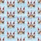 Watercolor hand drawn Christmas seamless pattern with singing Christmas Carol dwarfs on icy-blue background