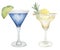Watercolor hand drawn cocktail illustration set. Beverages clipart for menu, card, postcard, banner, poster. Food and drink print