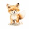 Watercolor Hand Drawn Cute Fox Clipart Illustration