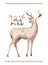 Watercolor hand drawn deer.ethnic print in native western Americ