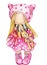 Watercolor hand drawn doll Tilda in dress. Hand drawn watercolor illustration . Design for baby shower party, birthday, cake,