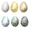 Watercolor hand drawn Easter eggs set. Colorful collection of different wild birds eggs isolated on a white background