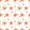 Watercolor hand drawn Flowers Paper, Pink florals seamless pattern,Meadow wildflowers endless print